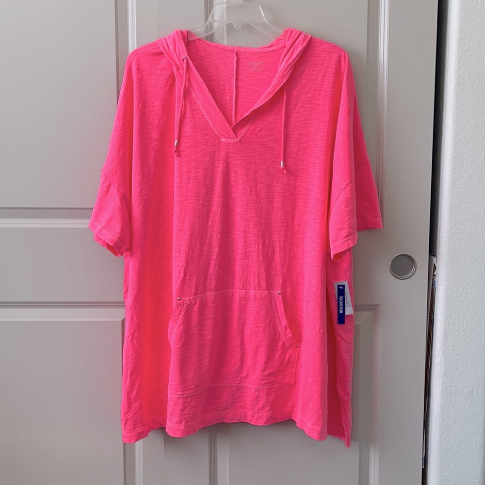 Catherine’s Neon Hoodie Short Sleeve Blouse 5XL